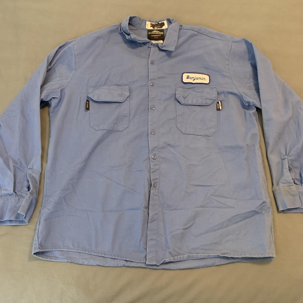Steelguard Essentials FR Shirt Mens 2XLR Blue Flame Resistant Workwear